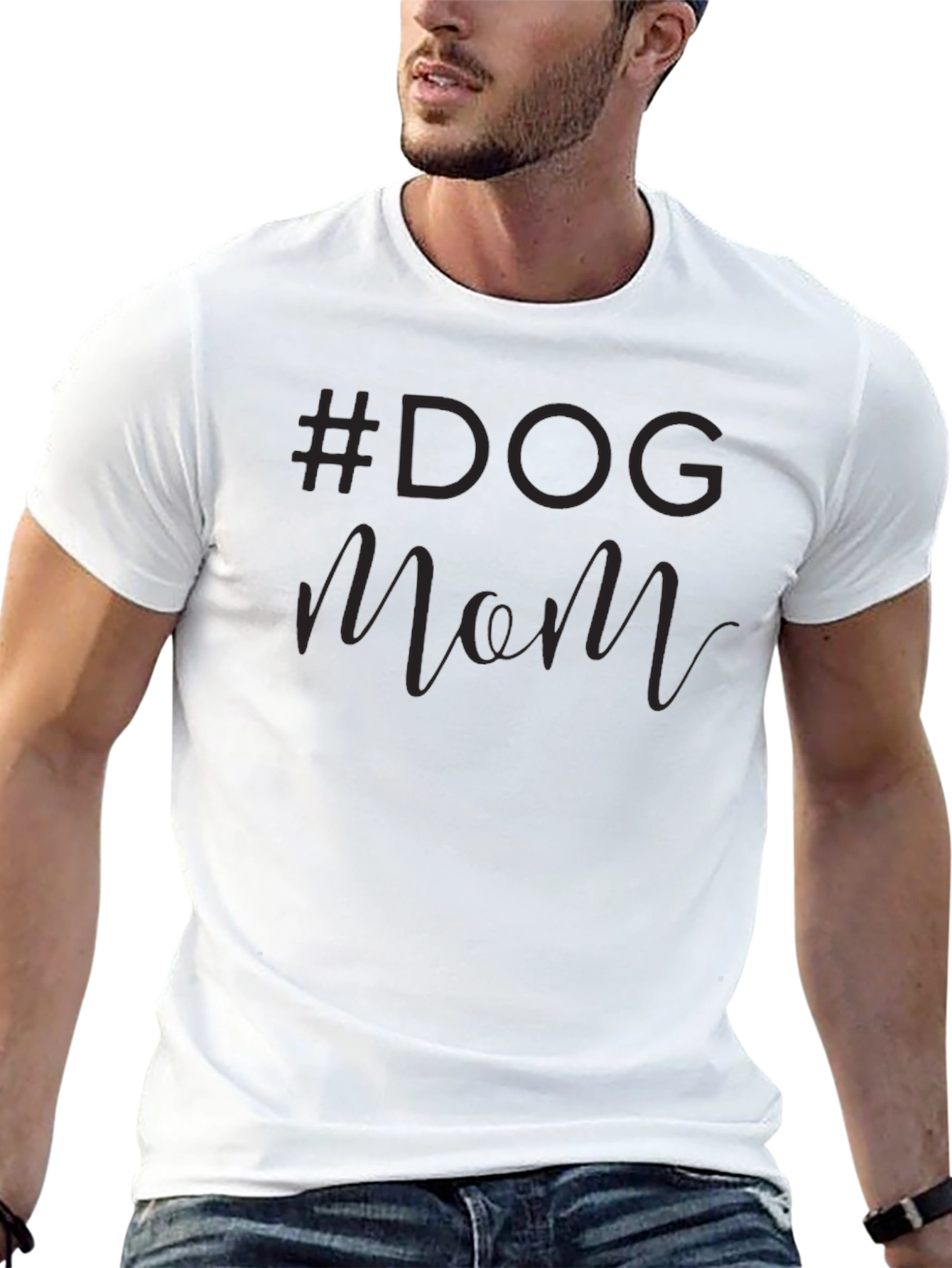 #Dog Mom Black Graphic T-Shirt