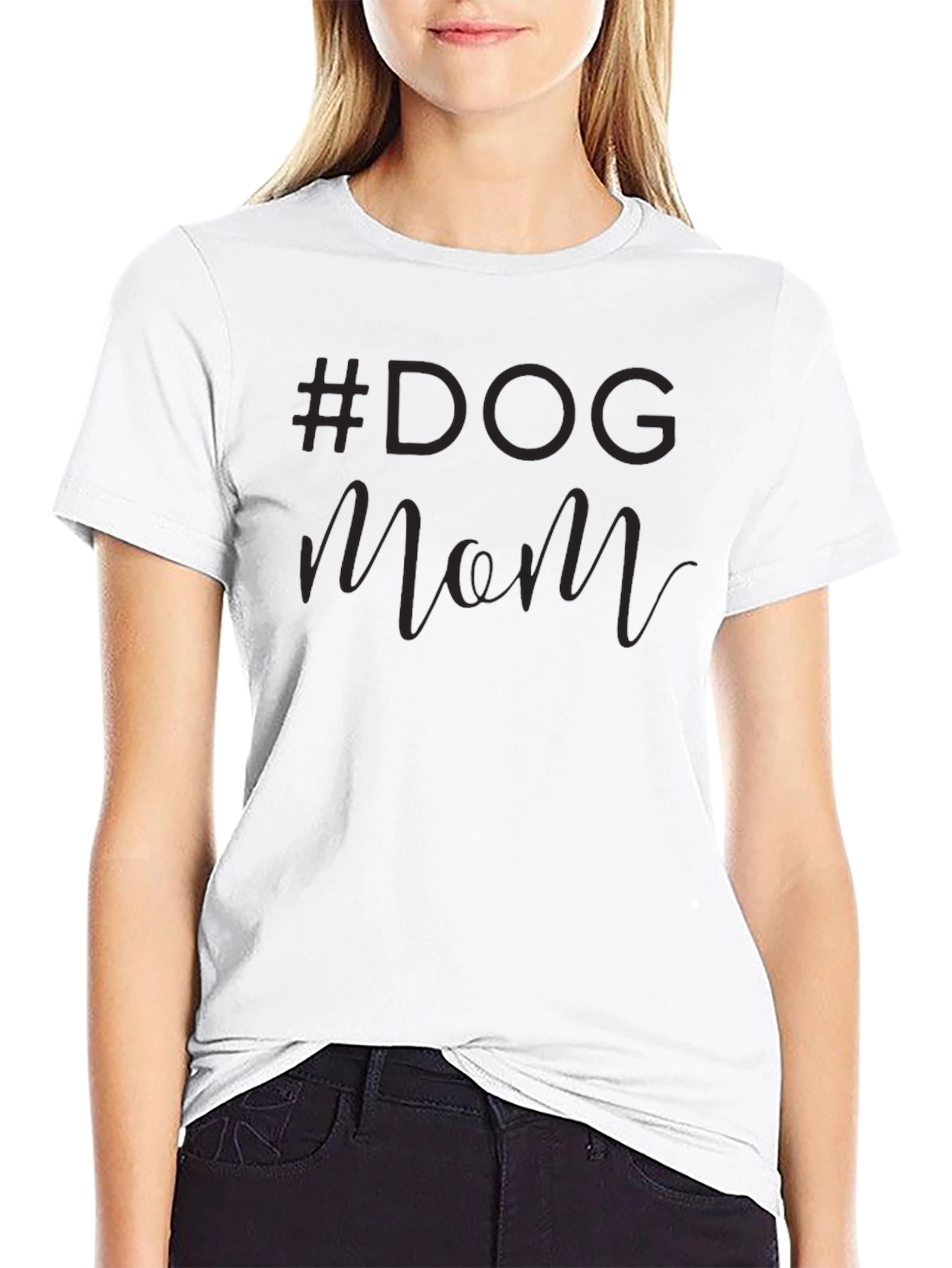 #Dog Mom Black Graphic T-Shirt