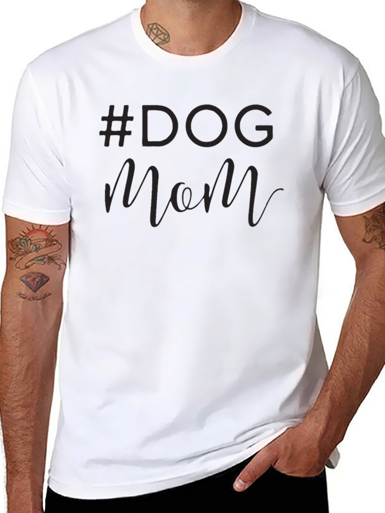 #Dog Mom Black Graphic T-Shirt