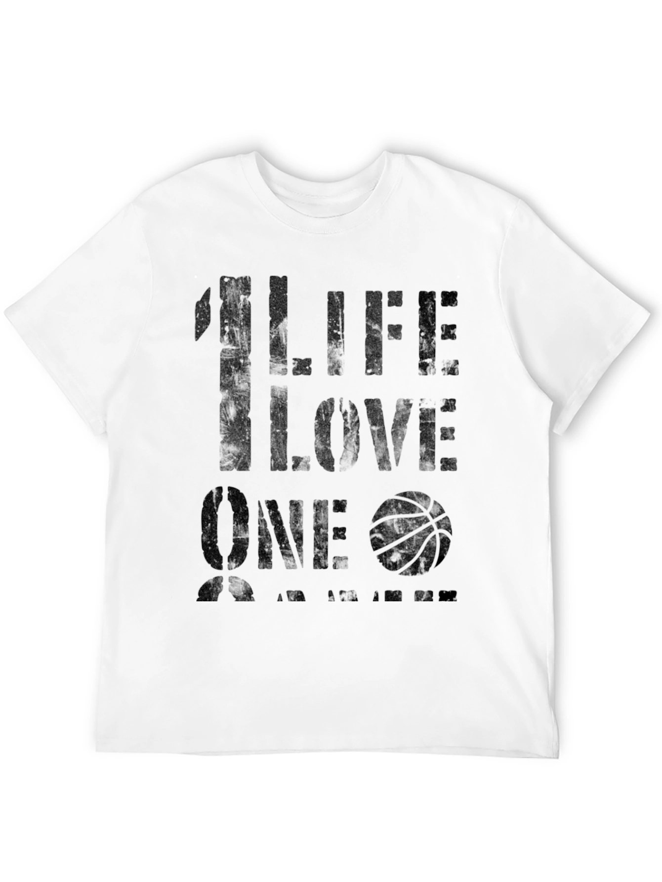 1 Life 1 Love Basketball Graphic T-Shirt - Black