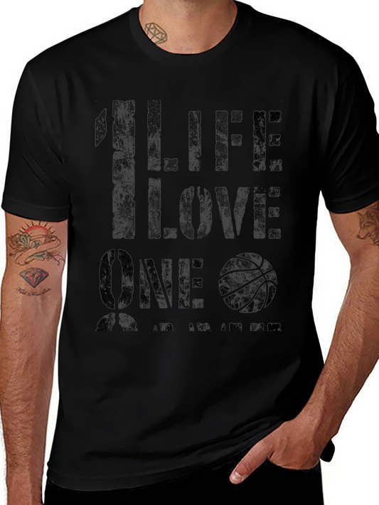 1 Life 1 Love Basketball Graphic T-Shirt - Black