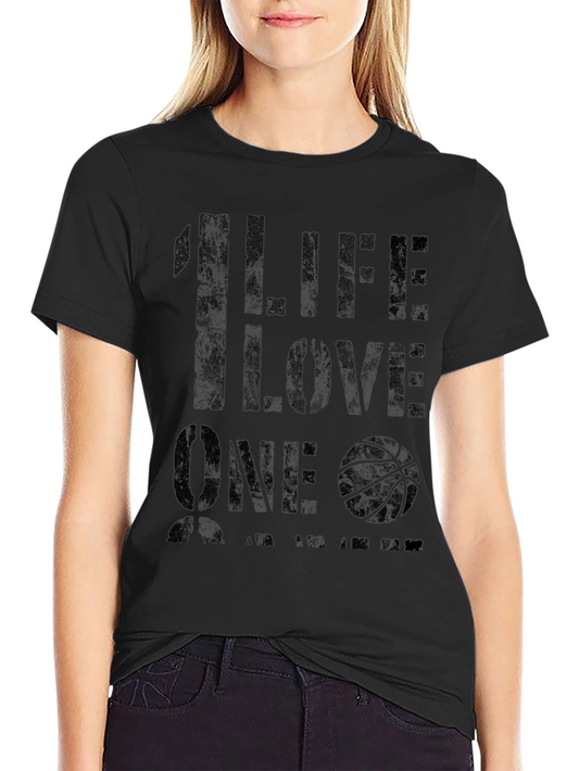 1 Life 1 Love Basketball Graphic T-Shirt - Black