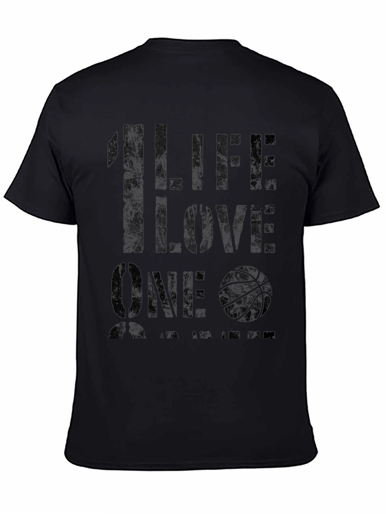 1 Life 1 Love Basketball Graphic T-Shirt - Black
