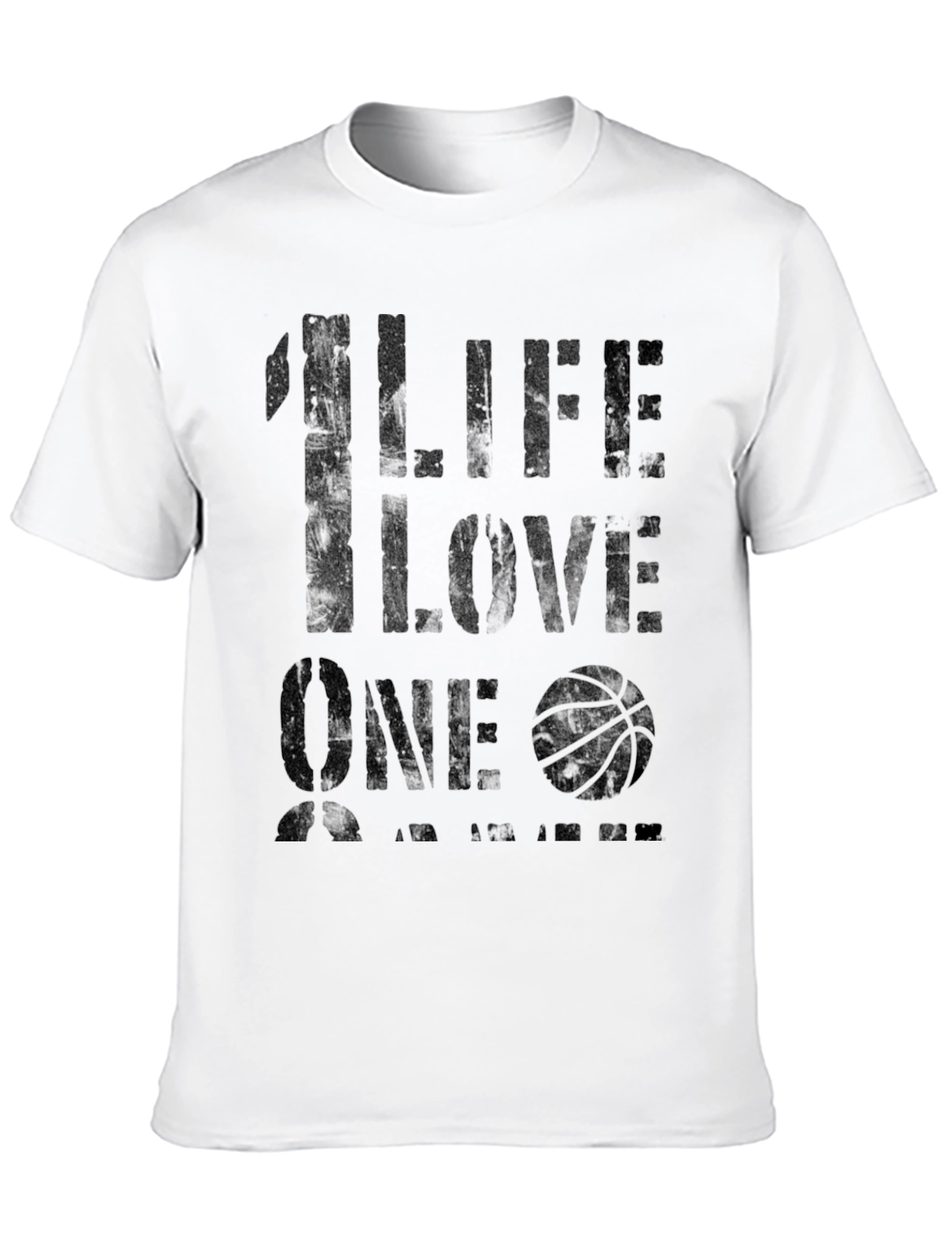 1 Life 1 Love Basketball Graphic T-Shirt - Black