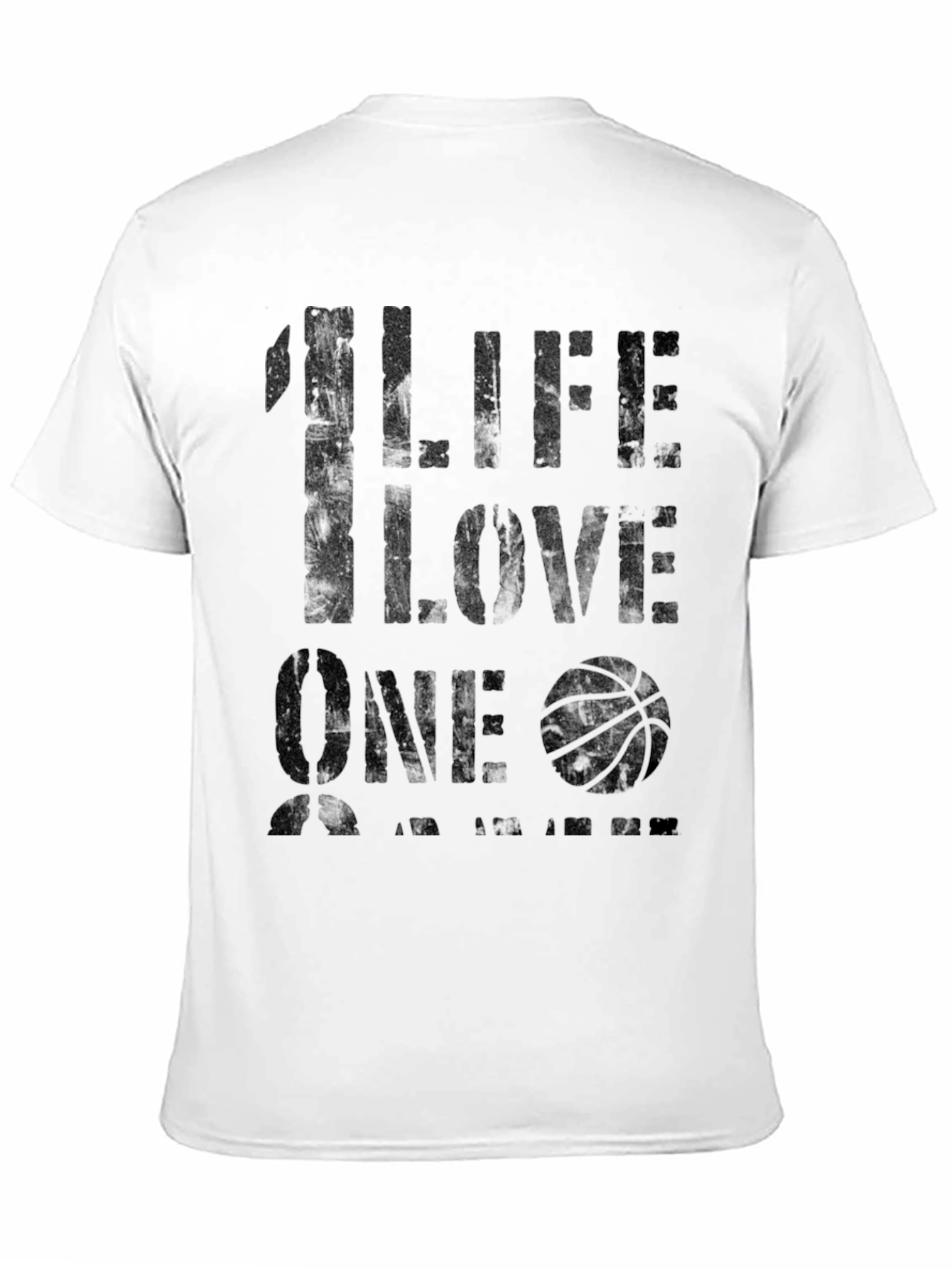 1 Life 1 Love Basketball Graphic T-Shirt - Black