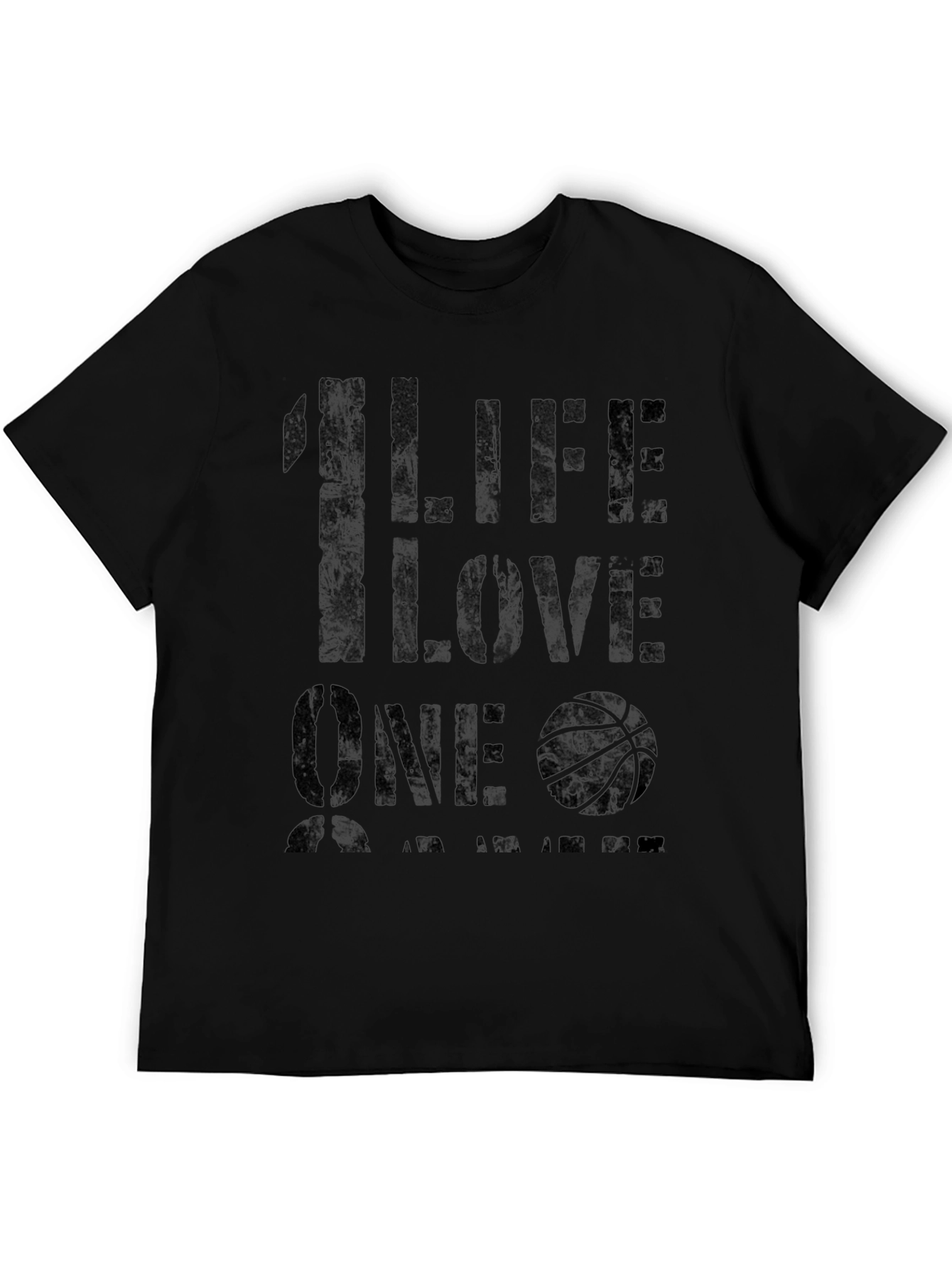 1 Life 1 Love Basketball Graphic T-Shirt - Black
